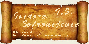 Isidora Sofronijević vizit kartica